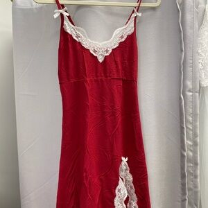 Love Red Chemise with White Lace
